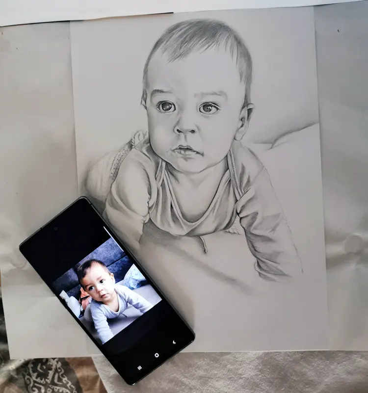 Why Custom Pencil Portraits Make Perfect Gifts custom baby pencil drawing